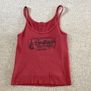 Brandy Melville Red Ribbed Tank Top